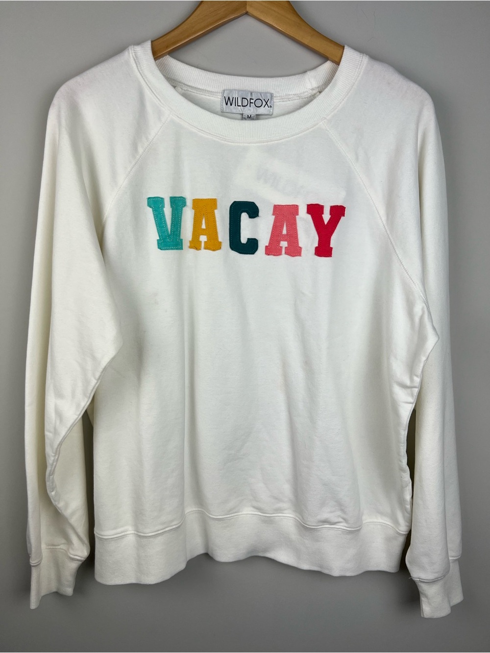 Wildfox White 'VACAY' Appliqué Crewneck Sweater